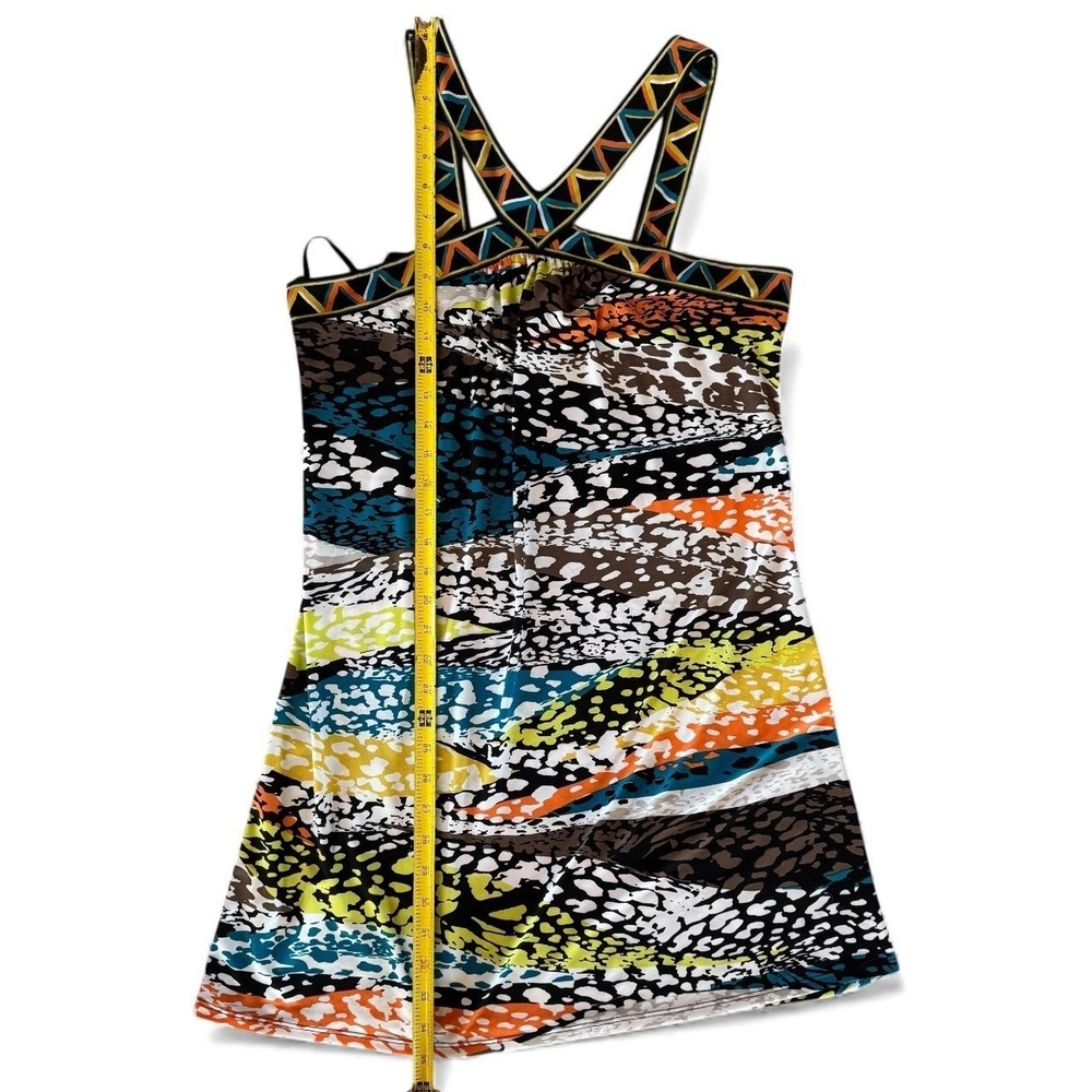 BCBGMAXAZRIA‎ Women's Black Multi Color Geometric Print Halter Mini Dress Size S - Picture 6 of 10